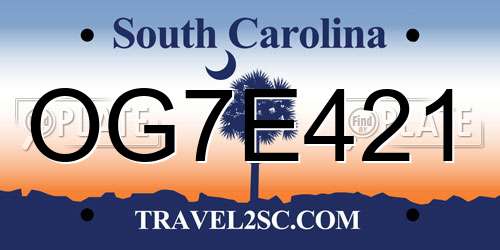OG7E421 South Carolina License Plate