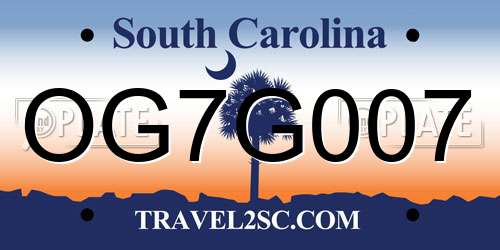 OG7G007 South Carolina License Plate