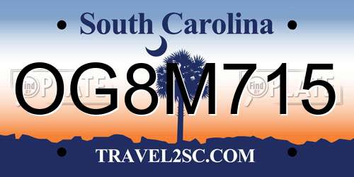 OG8M715 South Carolina License Plate