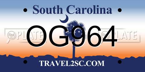 OG964 South Carolina License Plate