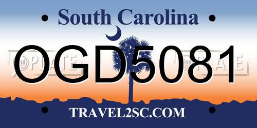 OGD5081 South Carolina License Plate