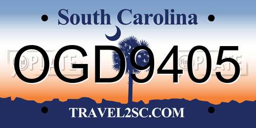 OGD9405 South Carolina License Plate