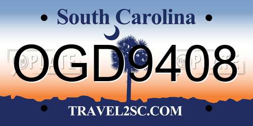 OGD9408 South Carolina License Plate