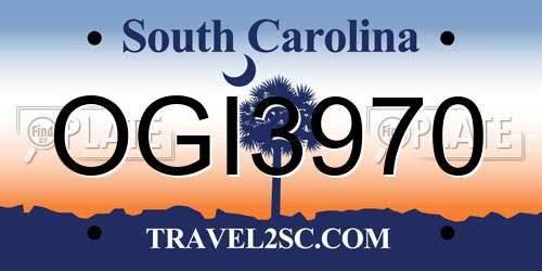 OGI3970 South Carolina License Plate