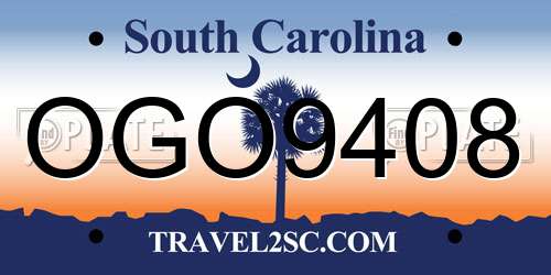OGO9408 South Carolina License Plate