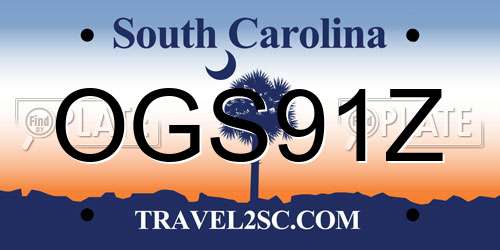 OGS91Z South Carolina License Plate