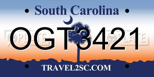 OGT3421 South Carolina License Plate
