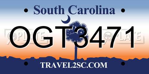 OGT3471 South Carolina License Plate