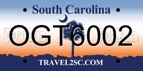 OGT6002 South Carolina License Plate