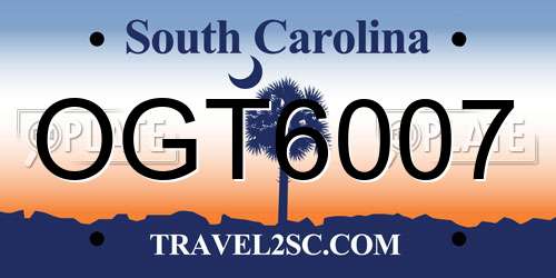 OGT6007 South Carolina License Plate