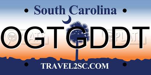 OGTGDDT South Carolina License Plate