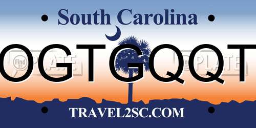 OGTGQQT South Carolina License Plate