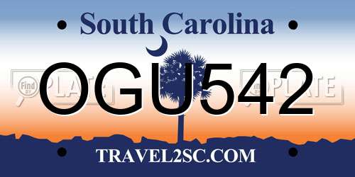OGU542 South Carolina License Plate