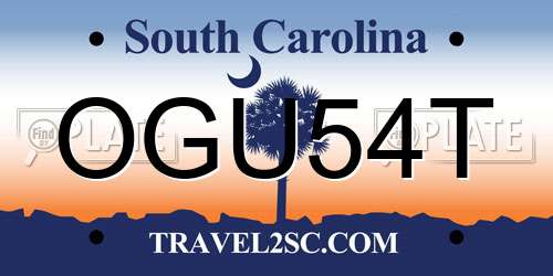 OGU54T South Carolina License Plate