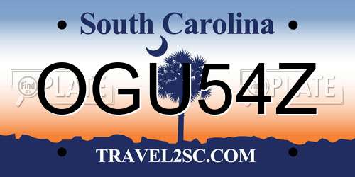 OGU54Z South Carolina License Plate