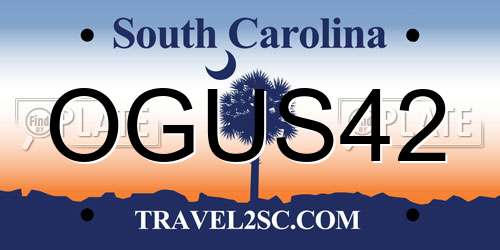 OGUS42 South Carolina License Plate
