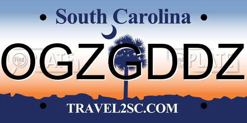 OGZGDDZ South Carolina License Plate