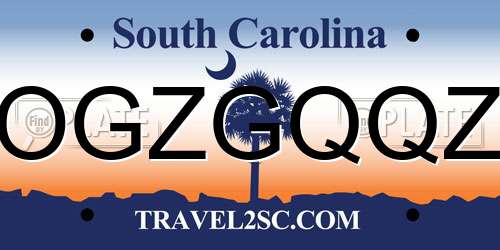 OGZGQQZ South Carolina License Plate