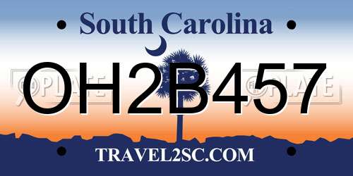 OH2B457 South Carolina License Plate