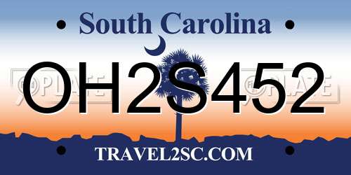 OH2S452 South Carolina License Plate