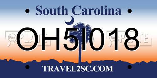 OH5I018 South Carolina License Plate