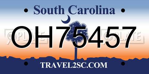 OH75457 South Carolina License Plate