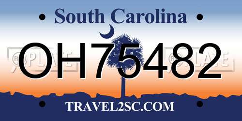 OH75482 South Carolina License Plate