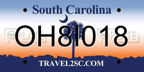 OH8I018 South Carolina License Plate