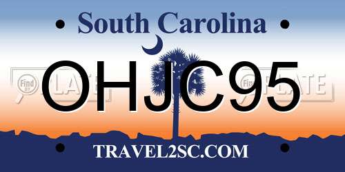 OHJC95 South Carolina License Plate