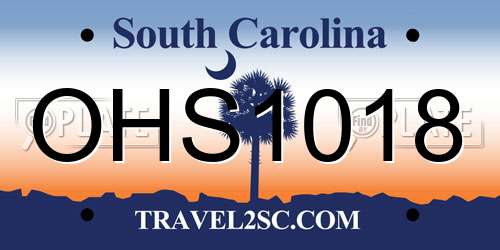 OHS1018 South Carolina License Plate