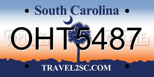 OHT5487 South Carolina License Plate