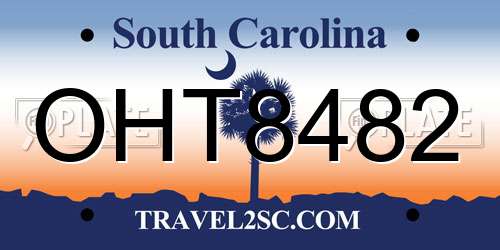 OHT8482 South Carolina License Plate