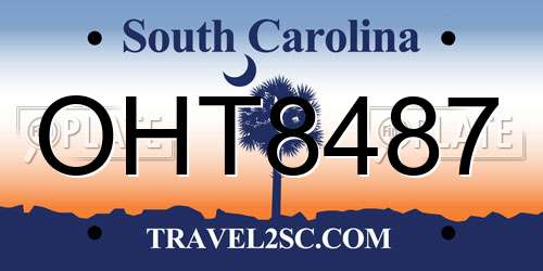 OHT8487 South Carolina License Plate