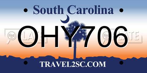 OHY706 South Carolina License Plate