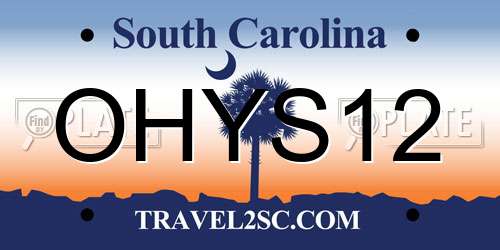 OHYS12 South Carolina License Plate