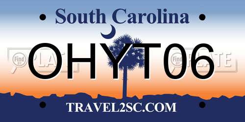 OHYT06 South Carolina License Plate