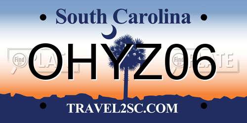 OHYZ06 South Carolina License Plate