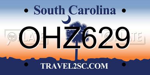 OHZ629 South Carolina License Plate