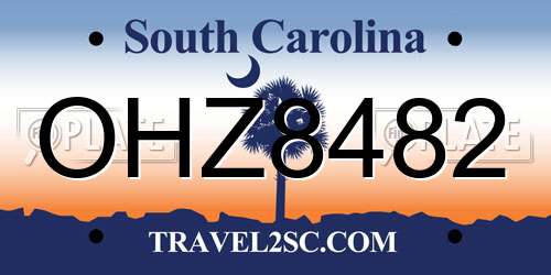 OHZ8482 South Carolina License Plate