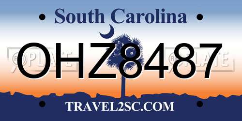 OHZ8487 South Carolina License Plate