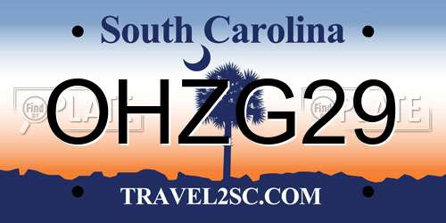 OHZG29 South Carolina License Plate