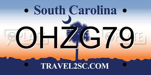 OHZG79 South Carolina License Plate