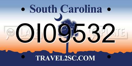 OI09532 South Carolina License Plate