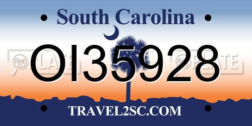 OI35928 South Carolina License Plate