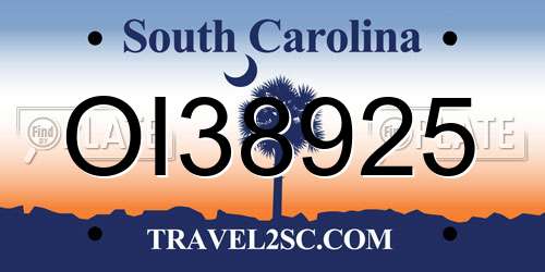 OI38925 South Carolina License Plate