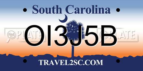 OI3J5B South Carolina License Plate