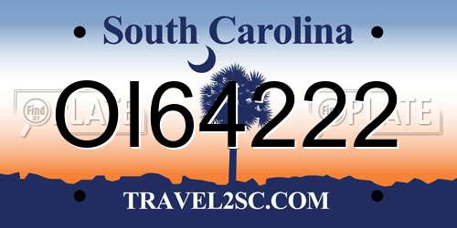 OI64222 South Carolina License Plate
