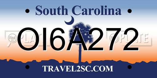 OI6A272 South Carolina License Plate