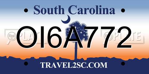 OI6A772 South Carolina License Plate