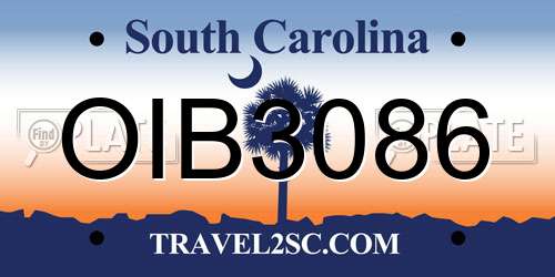 OIB3086 South Carolina License Plate